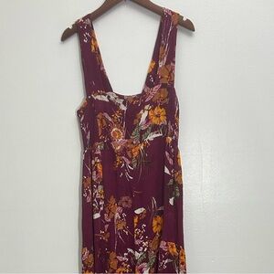 Elegant Floral Maxi Dress - Burgundy and Mustard